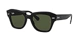 Ray-Ban Unisex RB2186 State Street Square Sunglasses, Black/G-15 Green, 49 mm