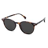 SOJOS Small Round Classic Polarized Sunglasses for Women Men Vintage Style UV400 Lens MAY SJ2113, Tortoise/Grey
