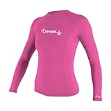 O'Neill UV Sun Protection Womens Basic Skins Long Sleeve Crew Sun Shirt Rash Guard, Fox Pink, Small