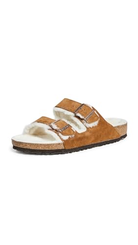 Birkenstock Men's Arizona Shearling Sandals, Mink Natural, Tan, Off White, 11 Medium US