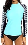 CharmLeaks Rash Guard Women Long Sleeve Swim Shirts UV 50+ Sun Protection Shirts Light Blue M