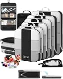 10 Set Compression Packing Cubes for Travel Essentials,Compressible Expandable Packing Cubes for Suitcase,OlarHike Luggage Organizer Bags for Travel,Handy Helper for Organizing Clothes(Black)