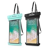 ProCase 2 Pack Waterproof Phone Pouch, Underwater Phone Case Up to 7', Dry Bag for iPhone 17 Air 16 15 14 13 Pro Plus Max, Galaxy S24 S23 S22 Ultra Pixel, Beach Essentials -Green & Black