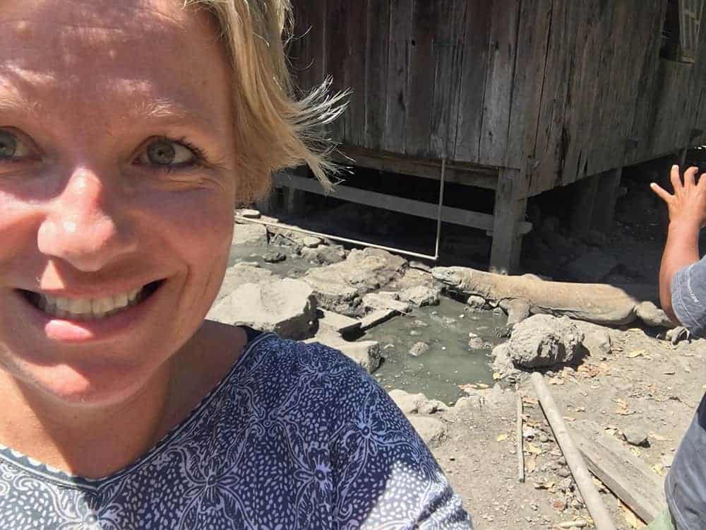 Megan and Komodo dragon, Indonesia
