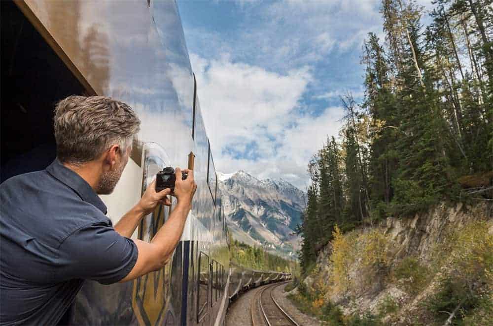 Taking photo from Rocky Mountaineer